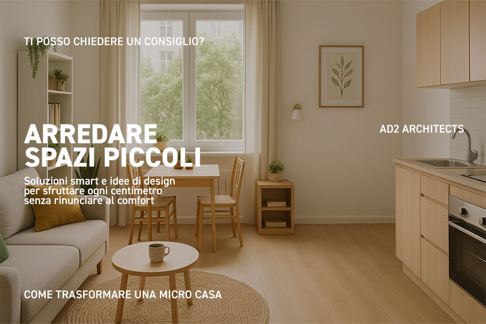 Interni di una micro casa moderna e funzionale, arredamento salvaspazio e soluzioni smart per ottimizzare ogni centimetro, ispirazione internazionale.