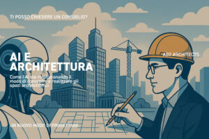 Interazione tra designer e intelligenza artificiale nel processo creativo per progetti di architettura e interior design innovativi.